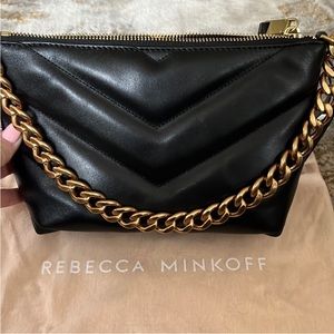 Rebecca minkoff Edie black gold chain small